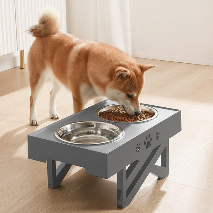 Adjustable Elevated Dog Feeding Stand with Dual Bowl Platform
