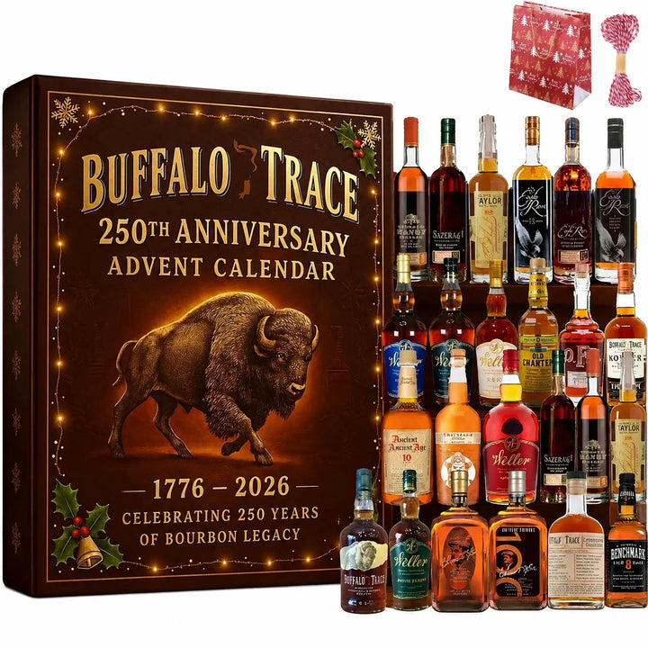Advent Calendar with Mini Bottle Ornaments – 24-Day Bourbon Whiskey-Themed Countdown