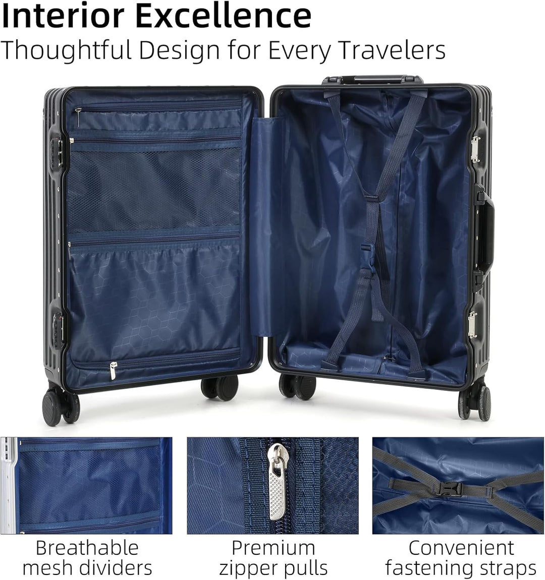 Aluminium Frame Carry-On Luggage with TSA Lock &amp; Silent Wheels