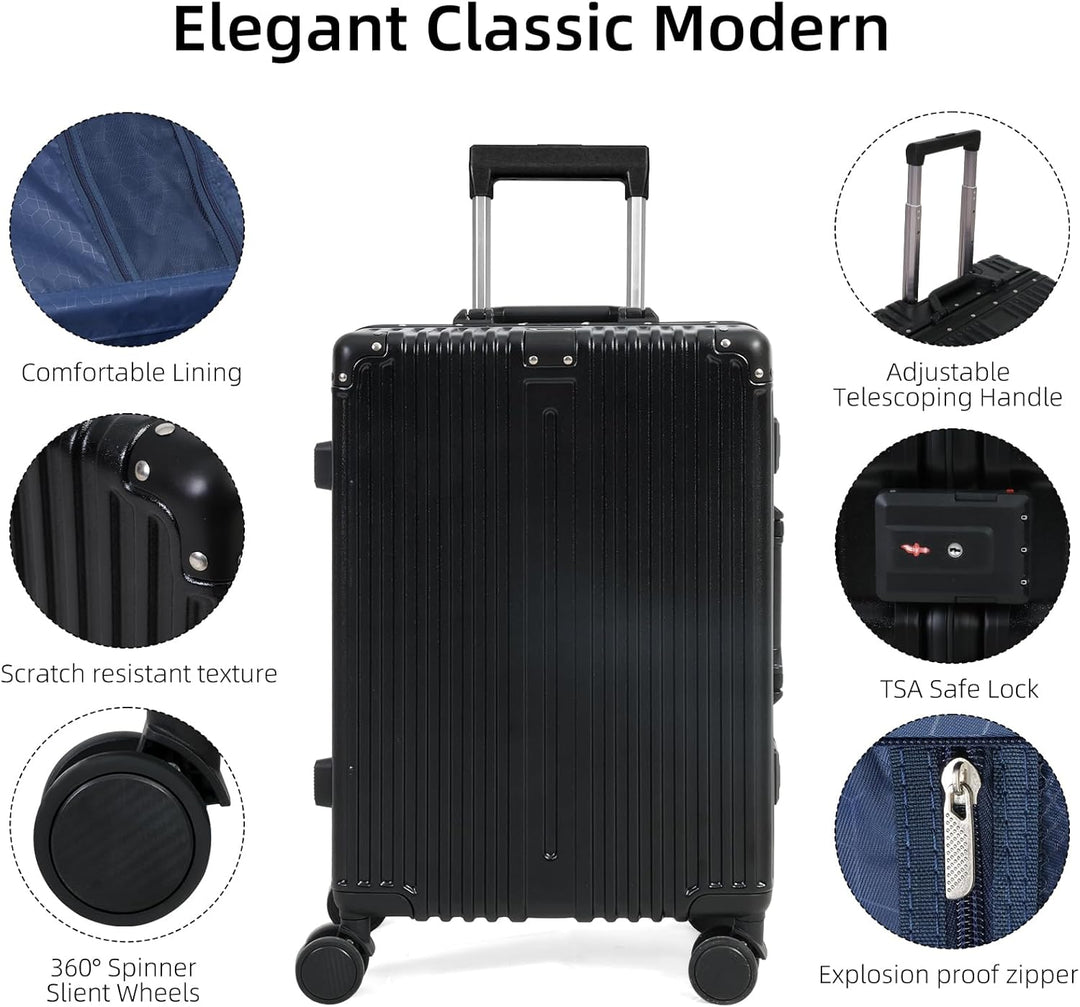 Aluminium Frame Carry-On Luggage with TSA Lock &amp; Silent Wheels