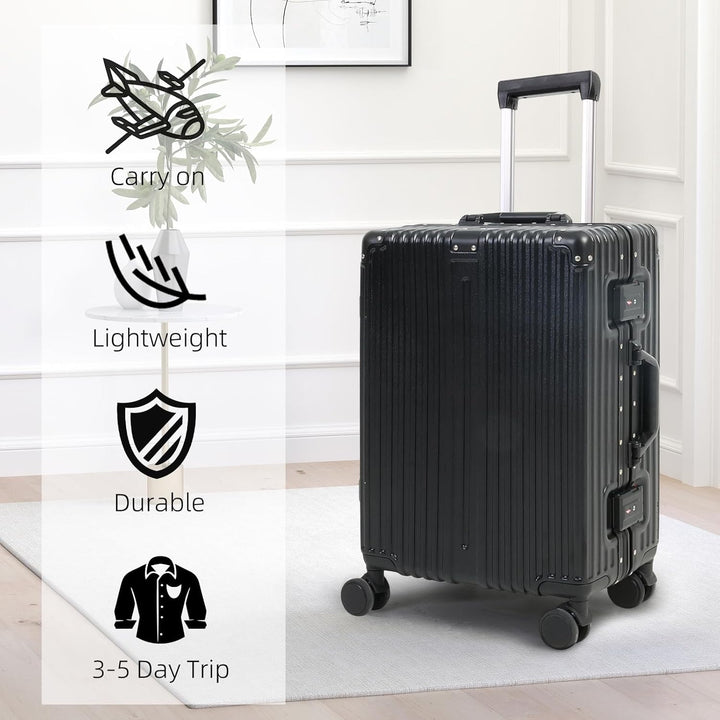 Aluminium Frame Carry-On Luggage with TSA Lock &amp; Silent Wheels
