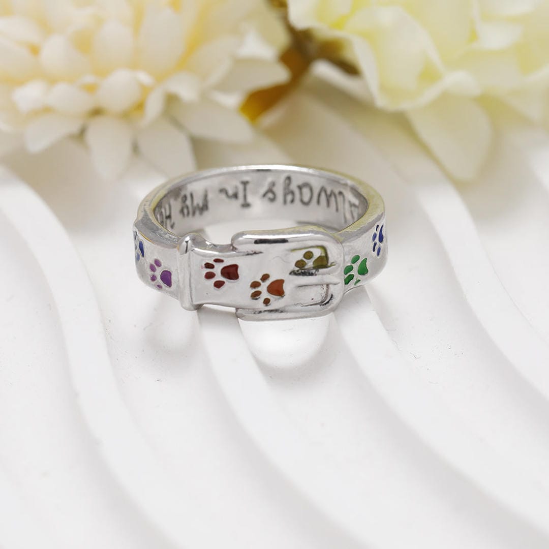Always In My Heart Paw Collar Ring