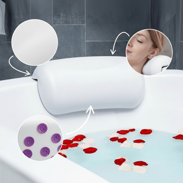 AQUACLOUD Premium Bath Pillow – Ergonomic &amp; Non-Slip for Relaxing Baths