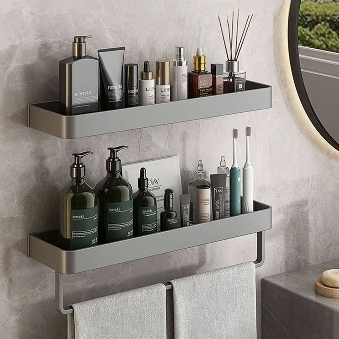AQUASHELF – Elegant Wall Shelf for Bathroom with Towel Holder &amp; Drill-Free Installation