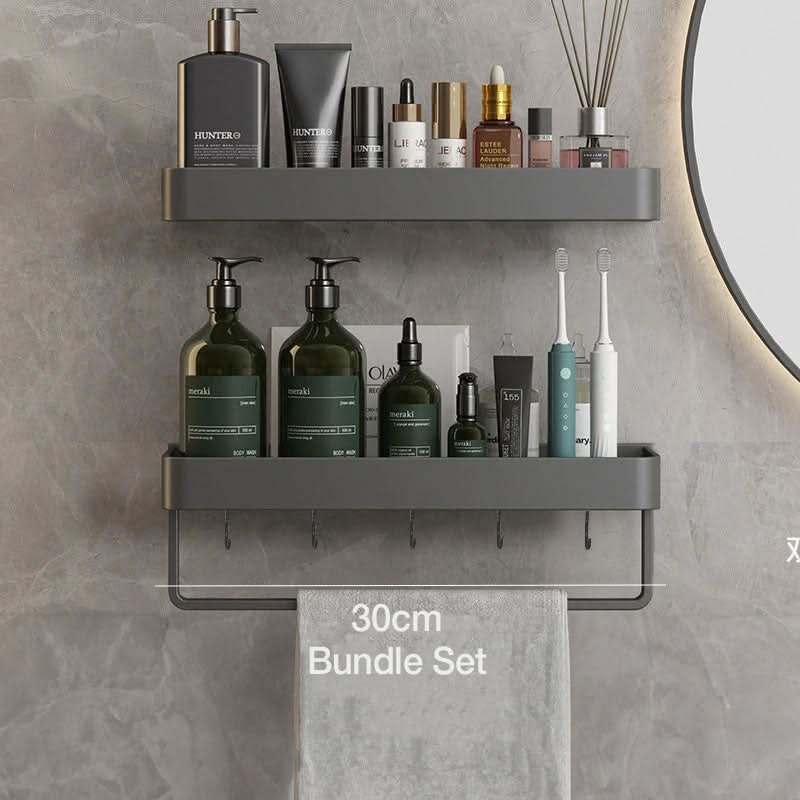 AQUASHELF – Elegant Wall Shelf for Bathroom with Towel Holder &amp; Drill-Free Installation