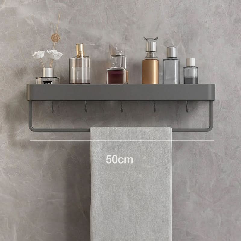 AQUASHELF – Elegant Wall Shelf for Bathroom with Towel Holder &amp; Drill-Free Installation