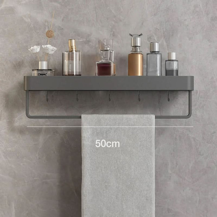 AQUASHELF – Elegant Wall Shelf for Bathroom with Towel Holder &amp; Drill-Free Installation