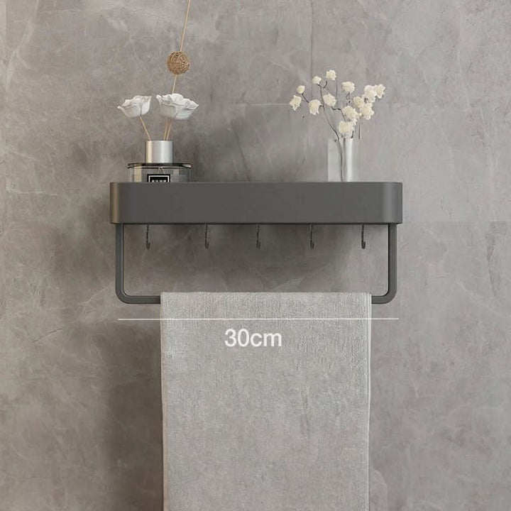 AQUASHELF – Elegant Wall Shelf for Bathroom with Towel Holder &amp; Drill-Free Installation