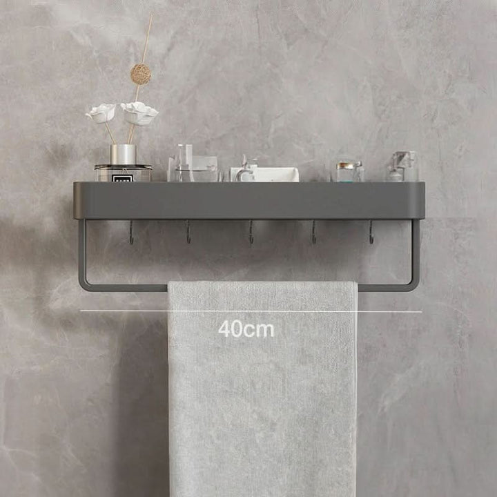 AQUASHELF – Elegant Wall Shelf for Bathroom with Towel Holder &amp; Drill-Free Installation