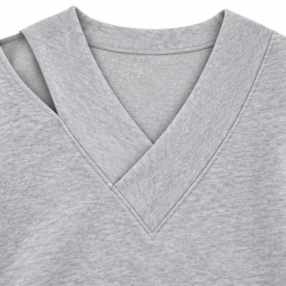 Asymmetric Cutout Shoulder Oversized Sweatshirt