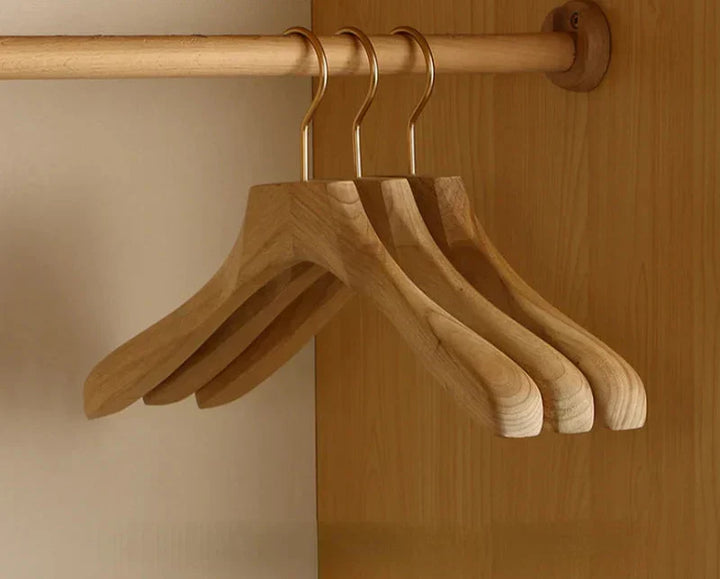 Aurora Wide Shoulder Wooden Hangers – Premium Camphor Wood Suit &amp; Coat Organizer (Set of 2)
