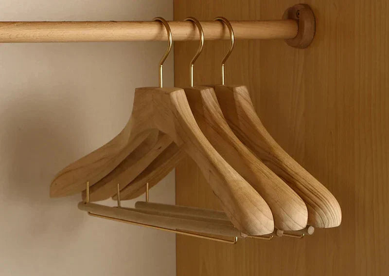 Aurora Wide Shoulder Wooden Hangers – Premium Camphor Wood Suit &amp; Coat Organizer (Set of 2)