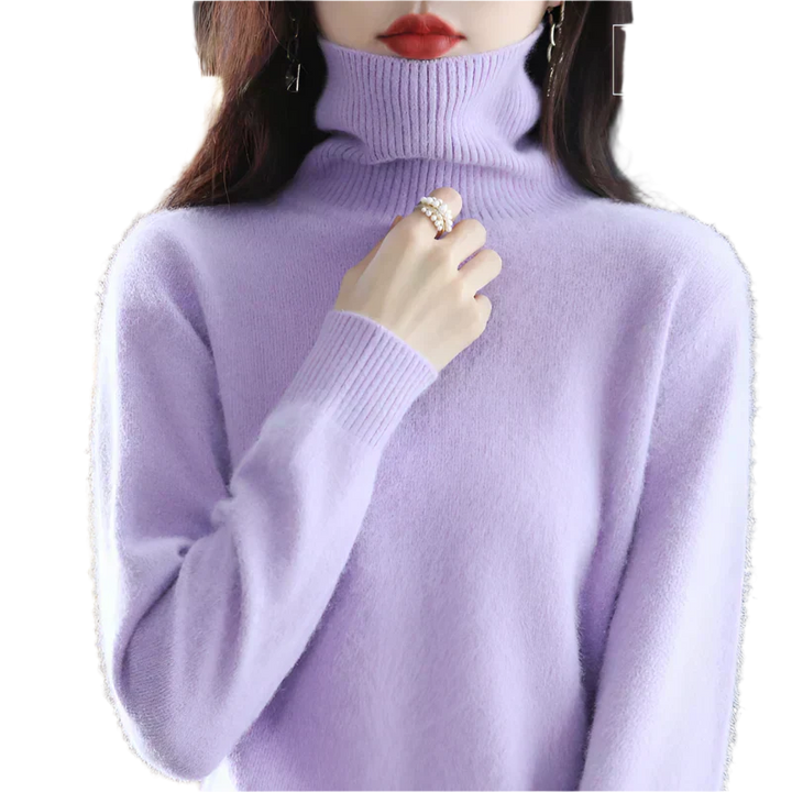 AuroraWeave 100% Cashmere Turtleneck For Women Autumn Knit