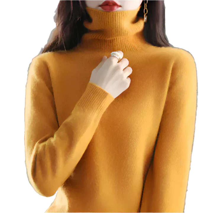 AuroraWeave 100% Cashmere Turtleneck For Women Autumn Knit
