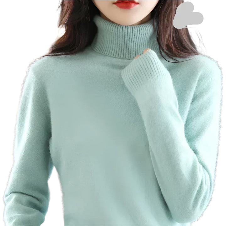 AuroraWeave 100% Cashmere Turtleneck For Women Autumn Knit
