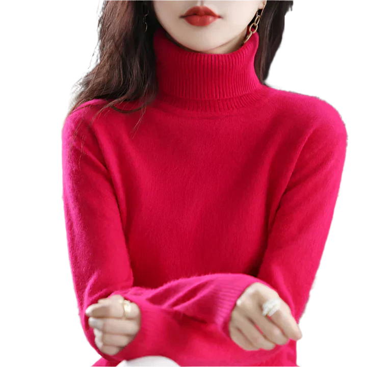 AuroraWeave 100% Cashmere Turtleneck For Women Autumn Knit