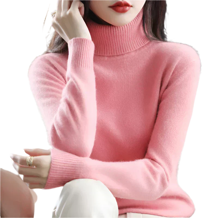 AuroraWeave 100% Cashmere Turtleneck For Women Autumn Knit