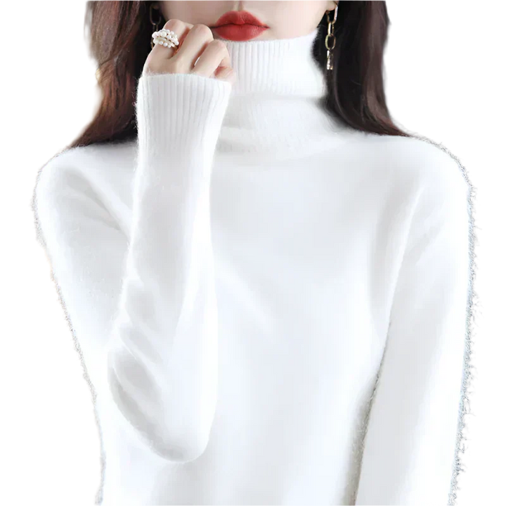AuroraWeave 100% Cashmere Turtleneck For Women Autumn Knit
