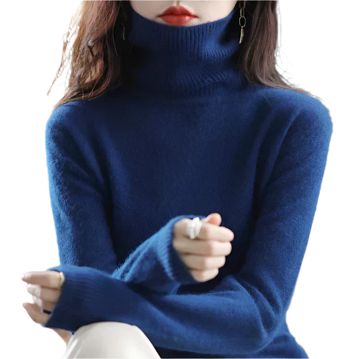 AuroraWeave 100% Cashmere Turtleneck For Women Autumn Knit