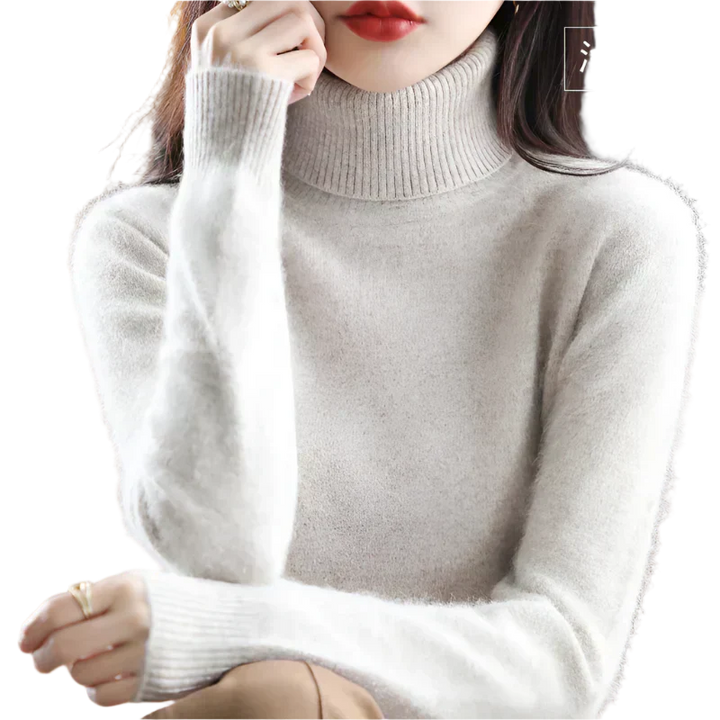 AuroraWeave 100% Cashmere Turtleneck For Women Autumn Knit