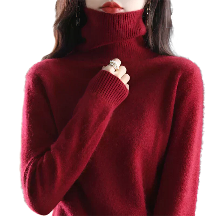 AuroraWeave 100% Cashmere Turtleneck For Women Autumn Knit