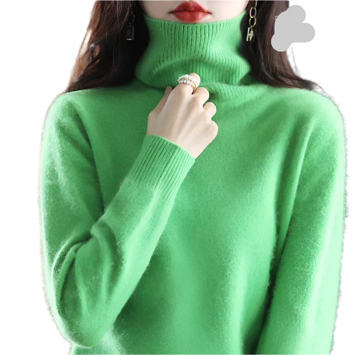 AuroraWeave 100% Cashmere Turtleneck For Women Autumn Knit
