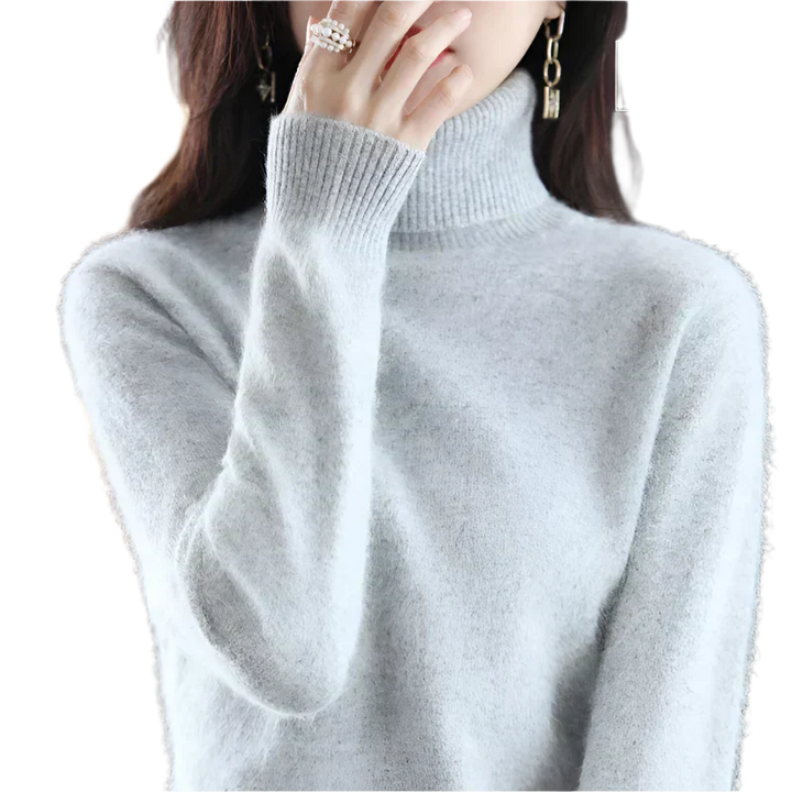 AuroraWeave 100% Cashmere Turtleneck For Women Autumn Knit