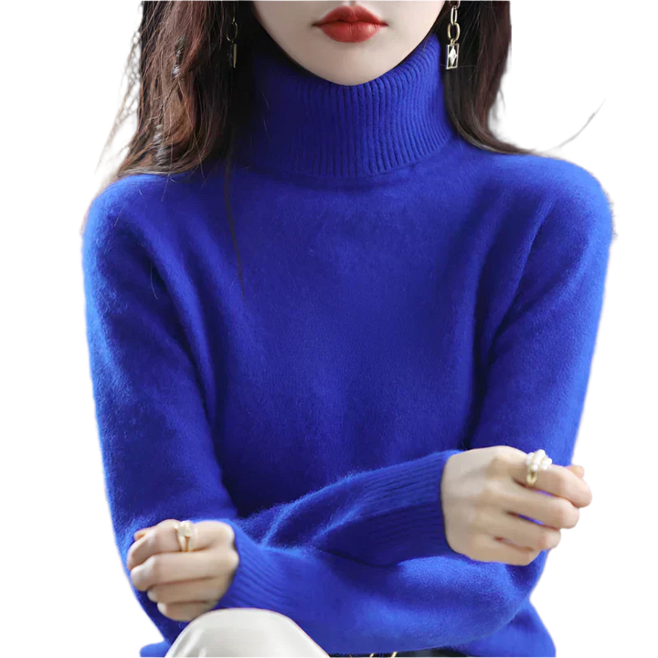 AuroraWeave 100% Cashmere Turtleneck For Women Autumn Knit