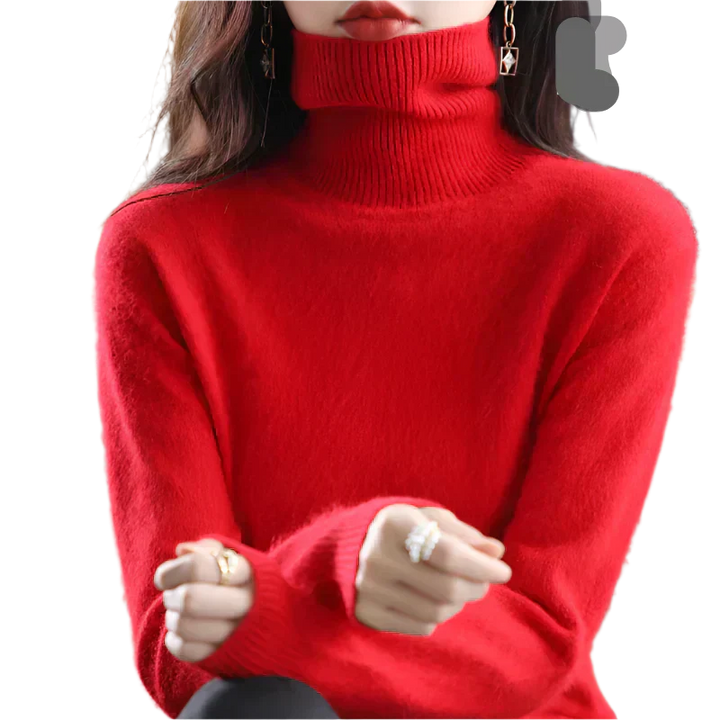 AuroraWeave 100% Cashmere Turtleneck For Women Autumn Knit