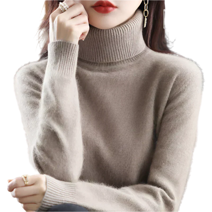 AuroraWeave 100% Cashmere Turtleneck For Women Autumn Knit