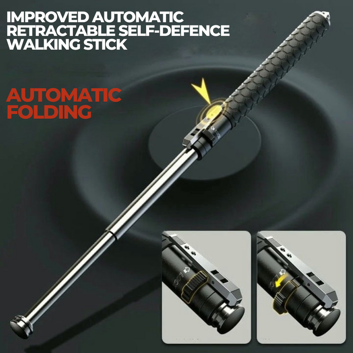Automatic Self-Defense Walking Stick With Anti-Slip Grip