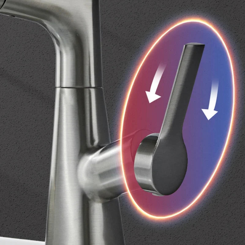 Bathroom Basin Mixer Tap with 360° Swivel Spout and Pull-Out Spray Head – Ceramic, Functional Design