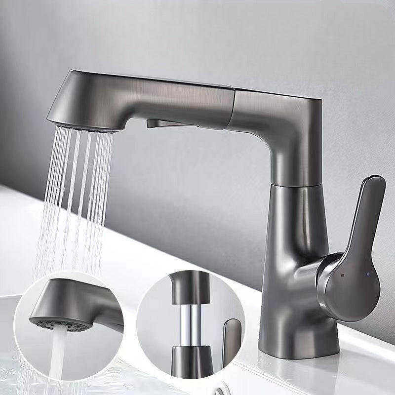 Bathroom Faucet with Swivel Pull-Out Sprayer – Gunmetal Grey