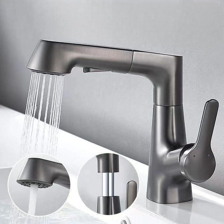 Bathroom Faucet with Swivel Pull-Out Sprayer – Gunmetal Grey