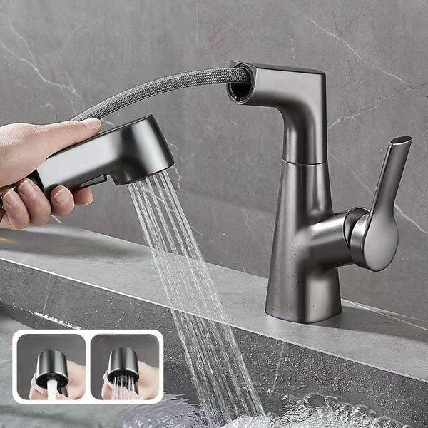 Bathroom Faucet with Swivel Pull-Out Sprayer – Gunmetal Grey
