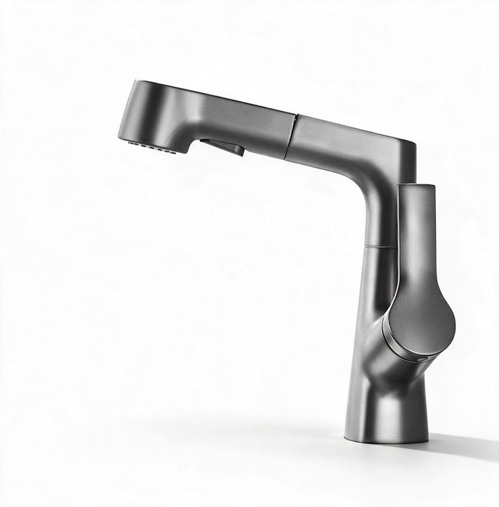 Bathroom Faucet with Swivel Pull-Out Sprayer – Gunmetal Grey