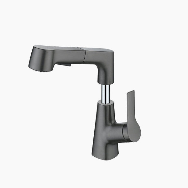Bathroom Faucet with Swivel Pull-Out Sprayer – Gunmetal Grey