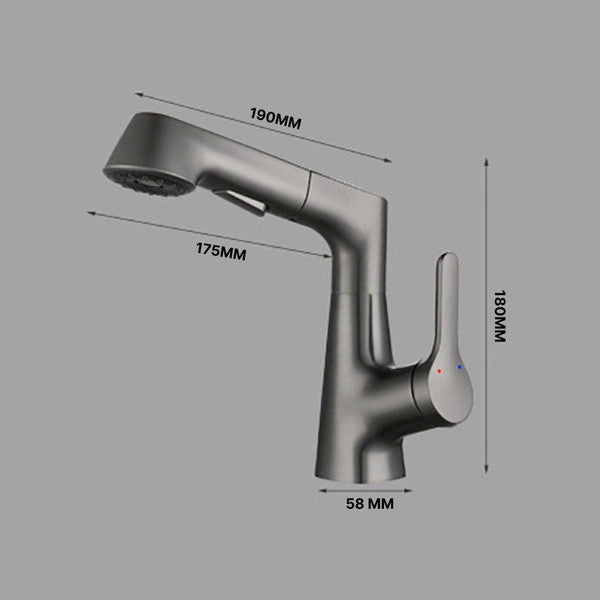 Bathroom Faucet with Swivel Pull-Out Sprayer – Gunmetal Grey