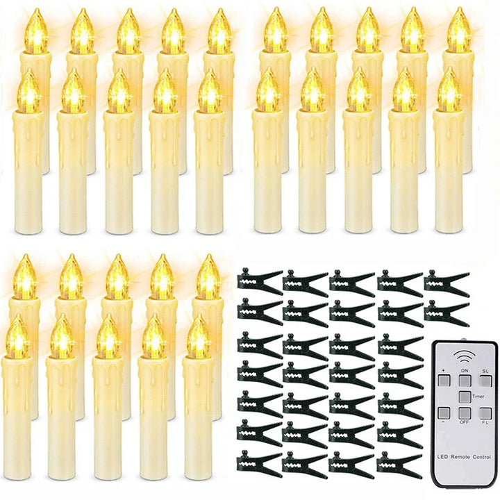 Battery-Operated Clip-On Flickering Flameless LED Christmas Tree Candles