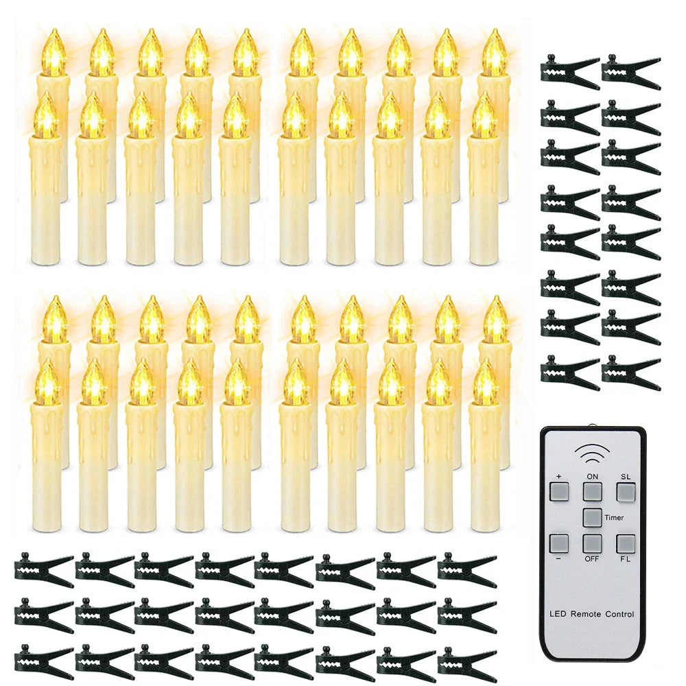 Battery-Operated Clip-On Flickering Flameless LED Christmas Tree Candles