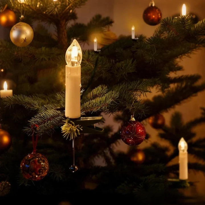 Battery-Operated Clip-On Flickering Flameless LED Christmas Tree Candles