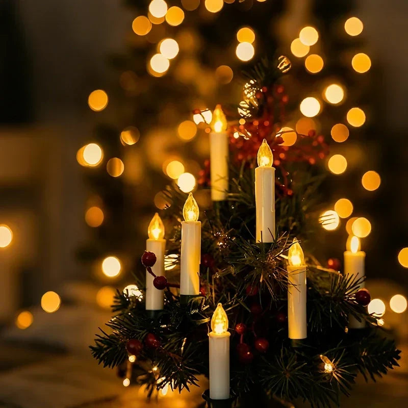 Battery-Operated Clip-On Flickering Flameless LED Christmas Tree Candles