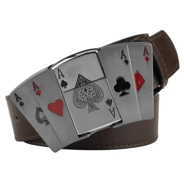 Belt with Kerosene Lighter Metal Buckle