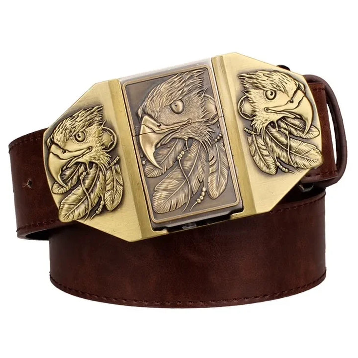 Belt with Kerosene Lighter Metal Buckle