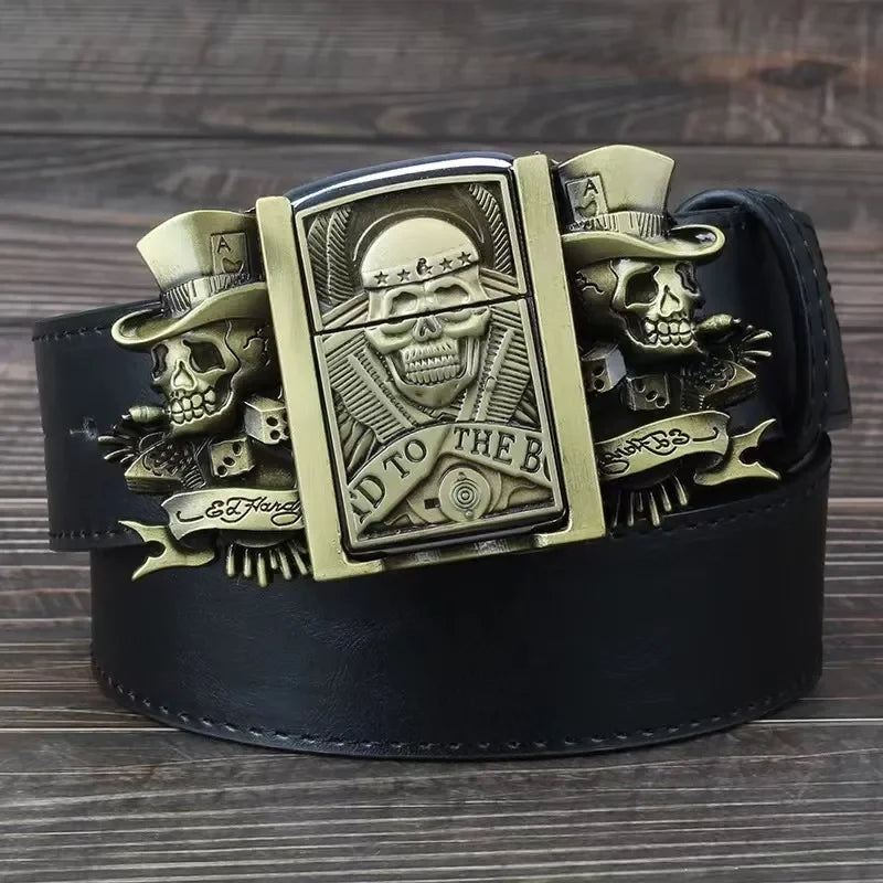 Belt with Kerosene Lighter Metal Buckle