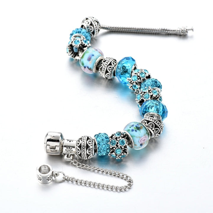Blue Crystal Charm Bracelet