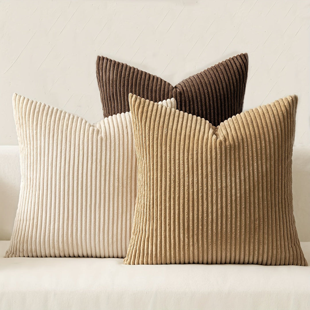 Bohemian Ribbed Cushion Cover with Striped Texture – Soft, Stylish and Decorative