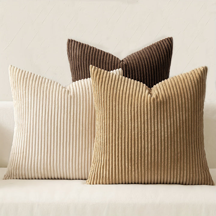 Bohemian Ribbed Cushion Cover with Striped Texture – Soft, Stylish and Decorative