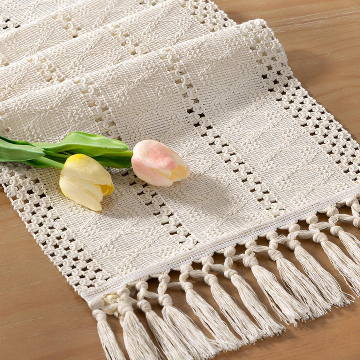 Boho Macrame Table Runner with Tassels