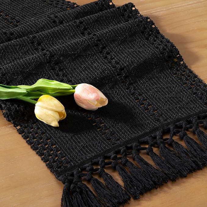 Boho Macrame Table Runner with Tassels